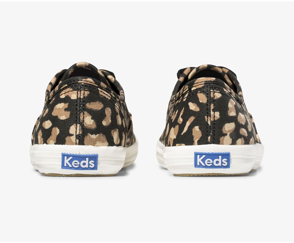 Womens Keds Sneakers - Champion Animal - Black/Leopard - 4380-PRAMS